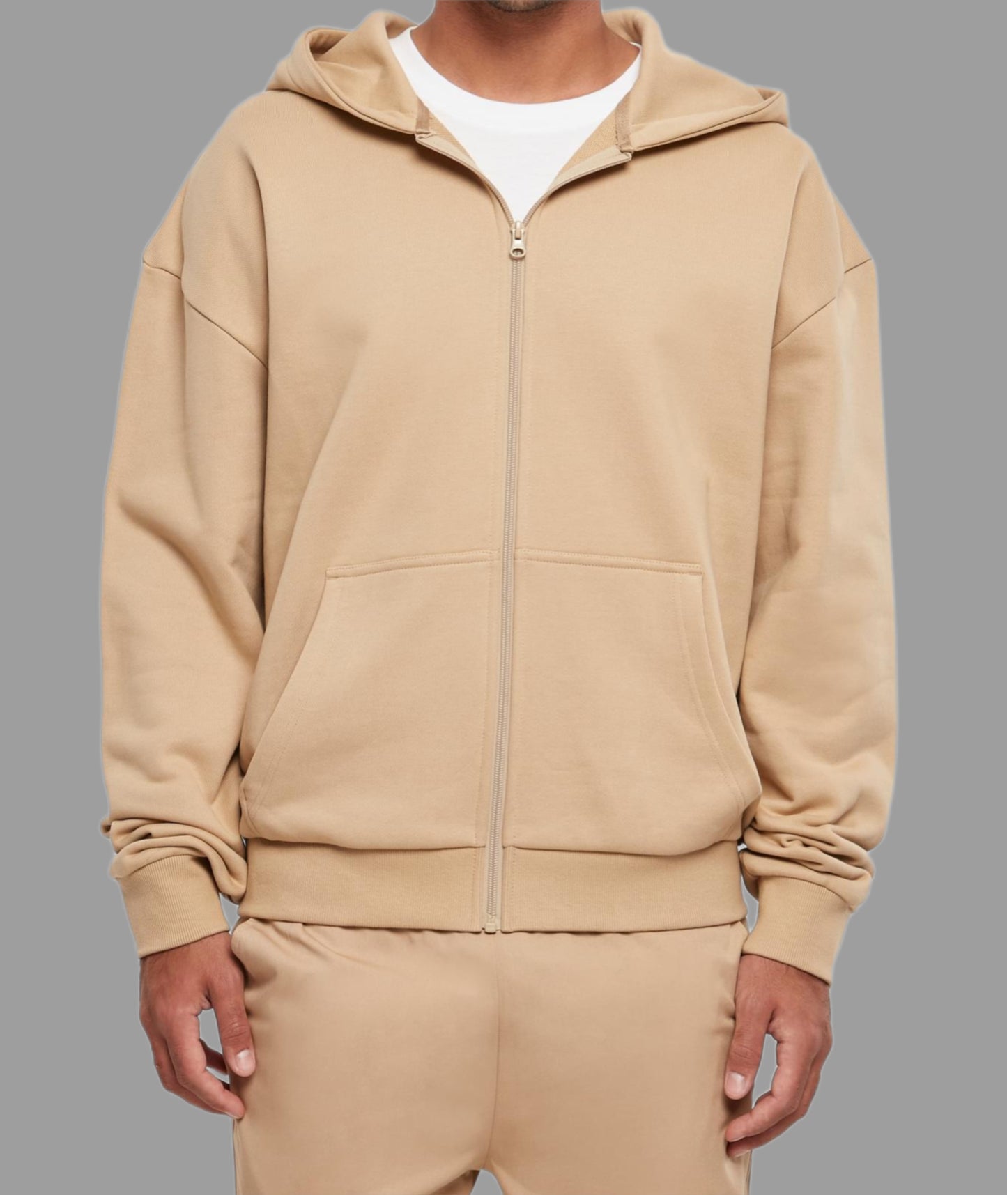 Zip hoodie sand